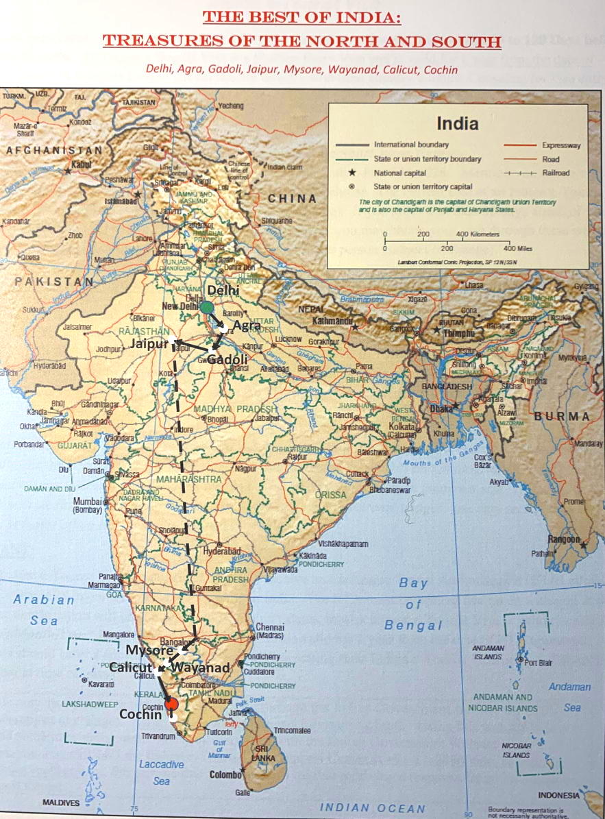 Map of India Trip